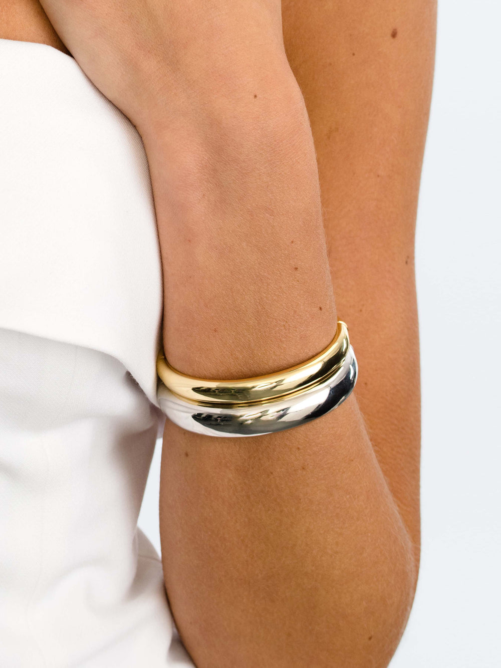 Mixed Metal Bangle Bracelet (Set of 2)