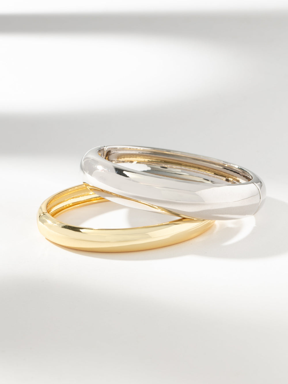 Mixed Metal Bangle Bracelet (Set of 2)