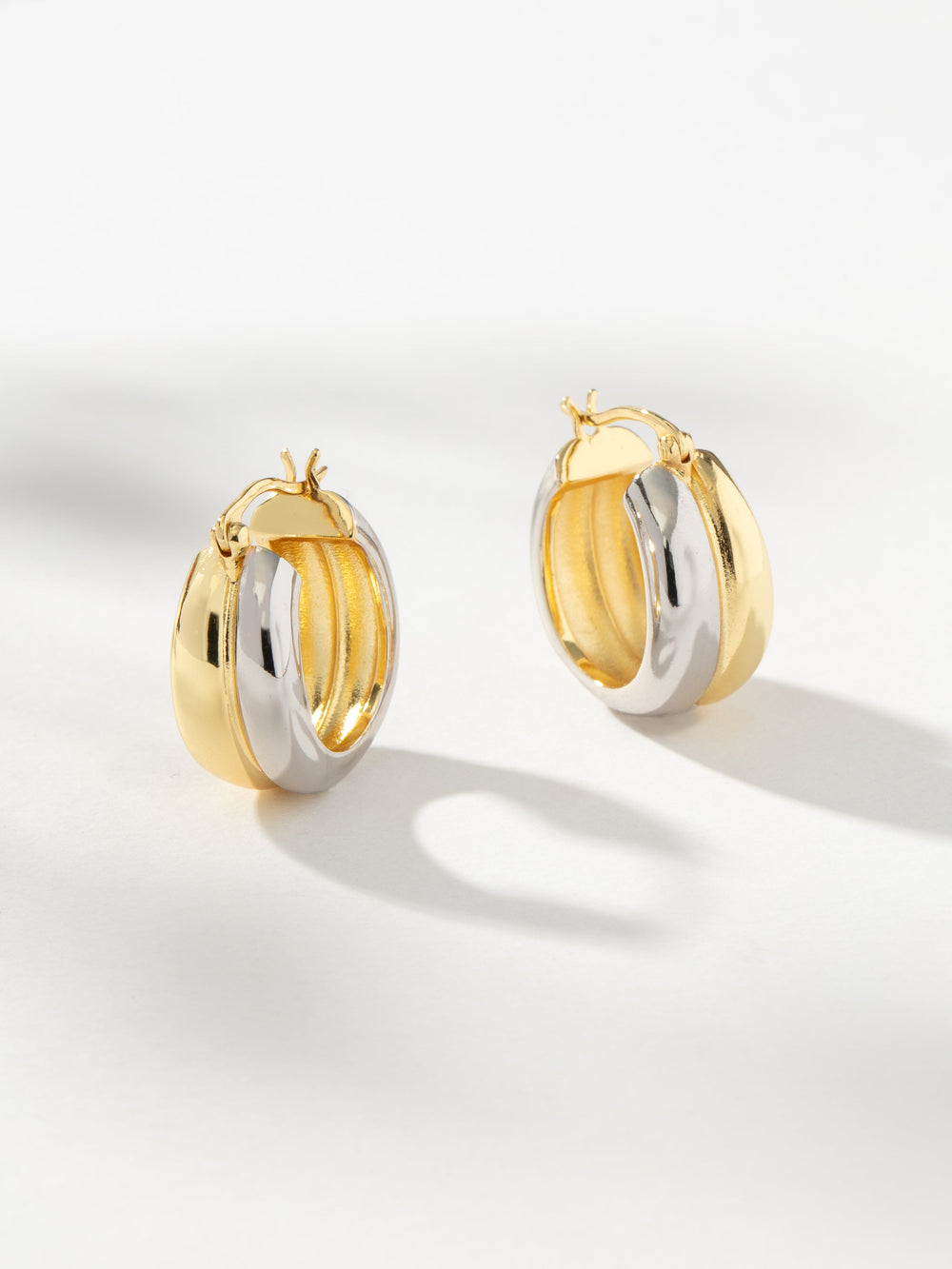 Mixed Metal Dome Hoop Earrings