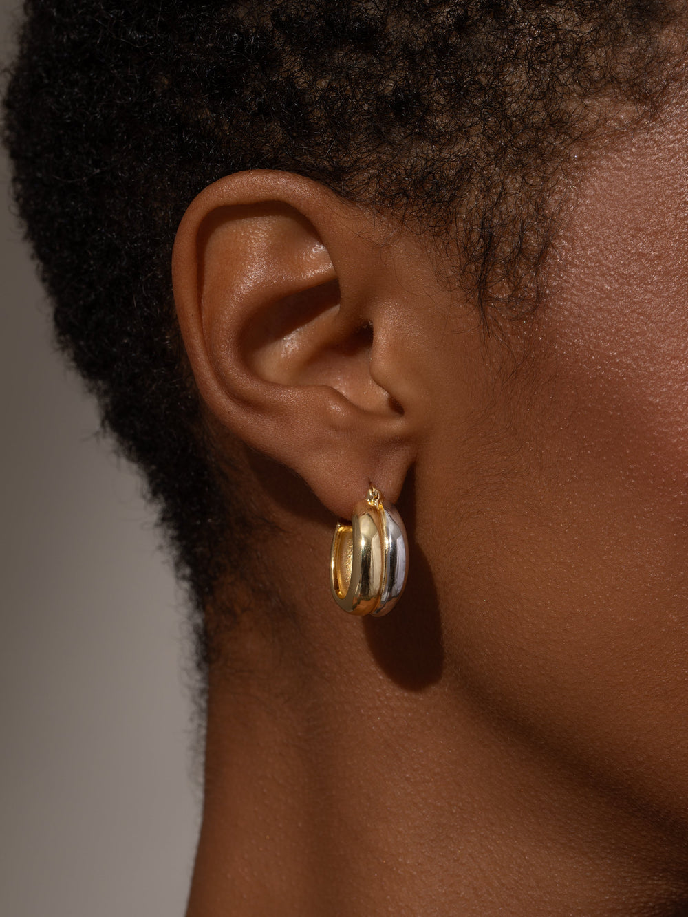 Mixed Metal Dome Hoop Earrings