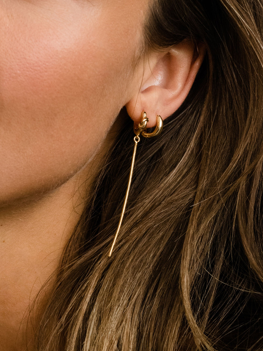 Forever Knot and Chain Huggie Earrings