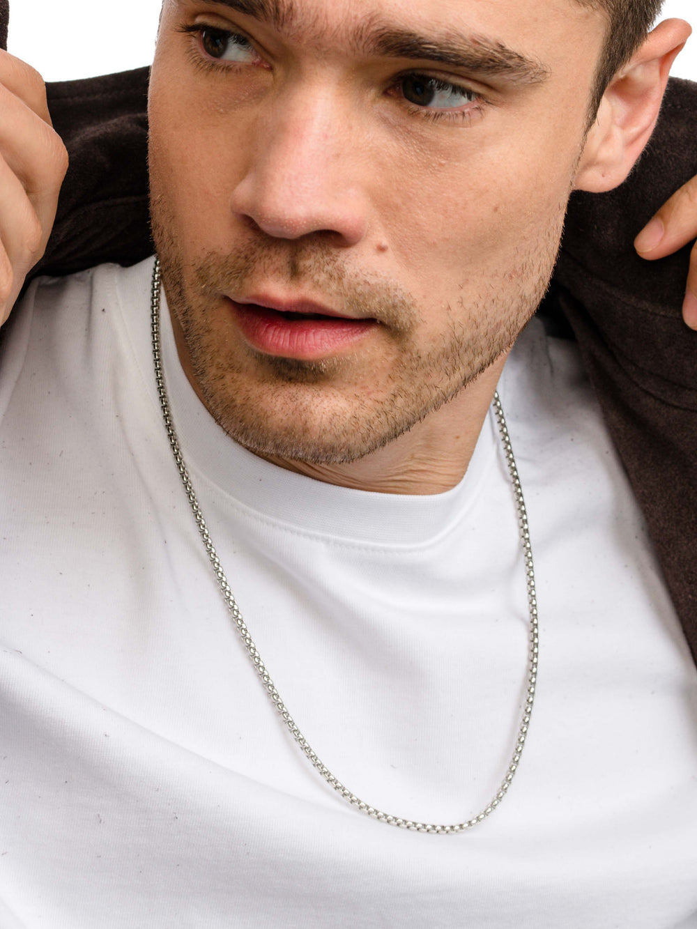Men's Round Box Chain Necklace 3mm