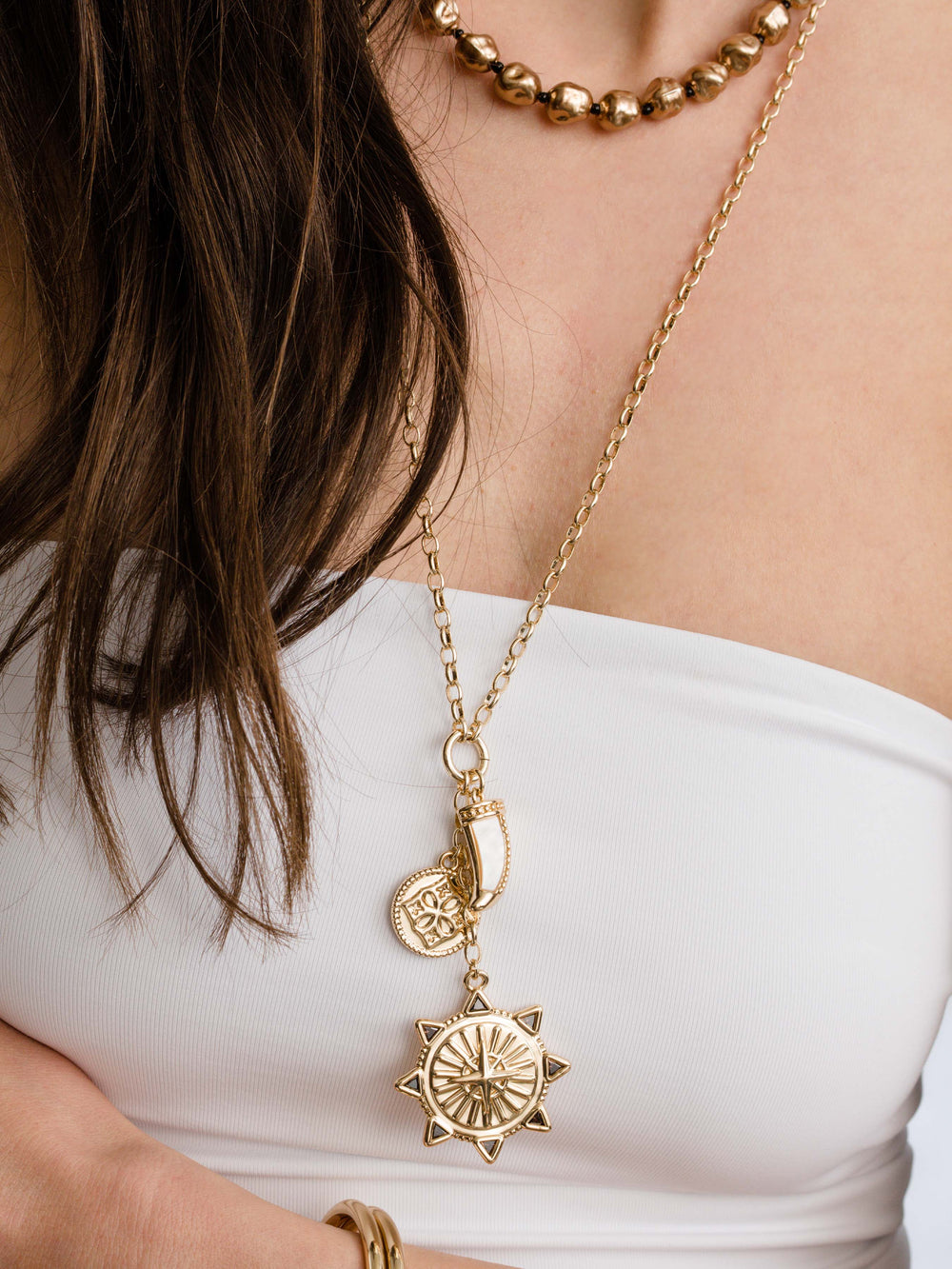 Sun Compass Lariat Necklace
