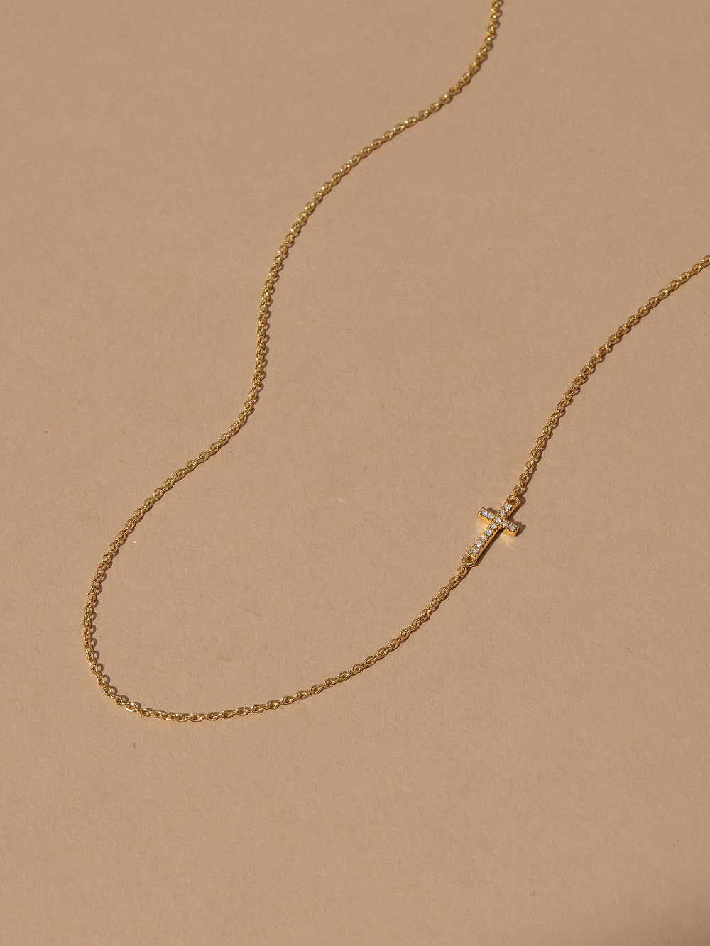 Vermeil Side Cross Necklace