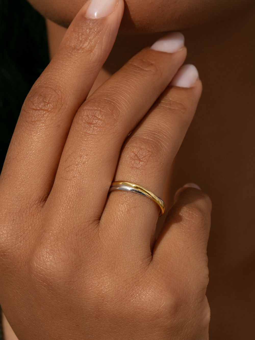 Mixed Metal Crossed Ring