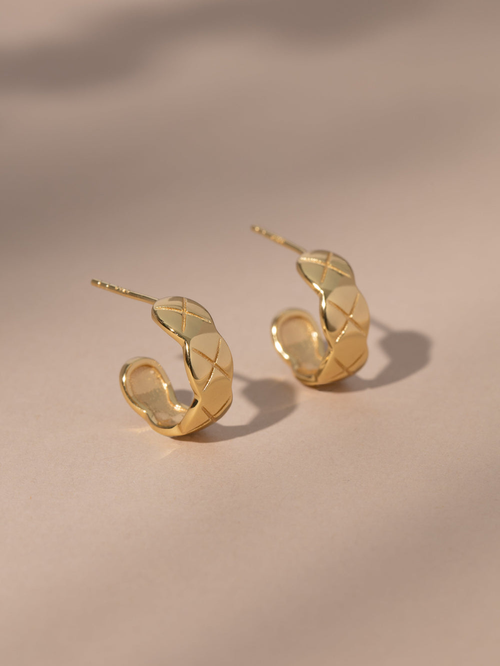 Vermeil Quilted Hoop Earrings