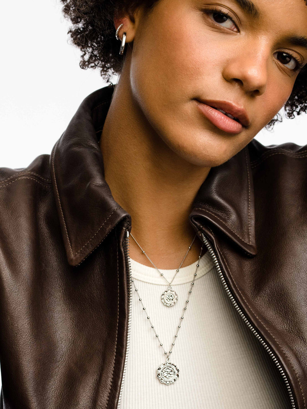 Double Silver Atocha Necklace Stack